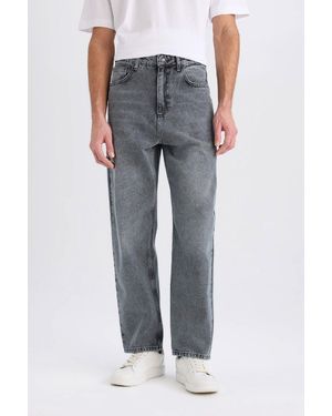 Defacto Baggy-Fit-Jeans Mit Weitem Bein, Waschbare Hose Für Herren - Grau