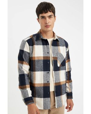 Defacto Regular Fit Checked Lumberjack Flanell-Langarmshirt A5553Ax24Au Für Herren - Mehrfarbig