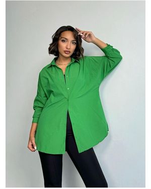 BEJNA Grünes, Großes Basic-Hemd Für Damen