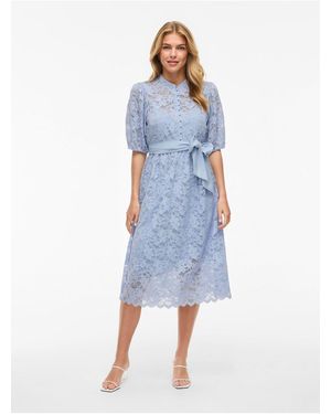 Vila Midikleid Cey Spitzen Für Damen - Blau