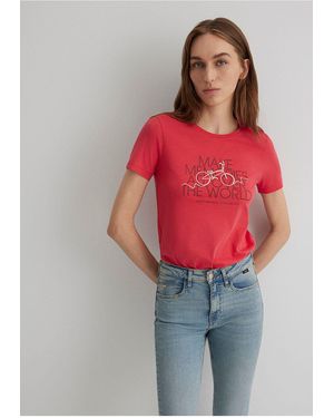 Mavi Rotes T-Shirt Mit Fahrrad-Aufdruck Slim Fit Slim Fit -71083 Für Damen