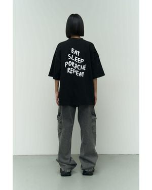 MAİ COLLECTİON Eat Sleep Schwarzes Oversize-T-Shirt