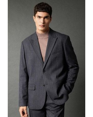 Defacto Gestreifte, Geknöpfte, Gefütterte Blazerjacke B0151Ax23Wn Für Herren - Grau