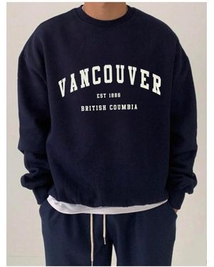 My Blog Übergroßes, Marineblaues Vancouver-Sweatshirt Mit Print