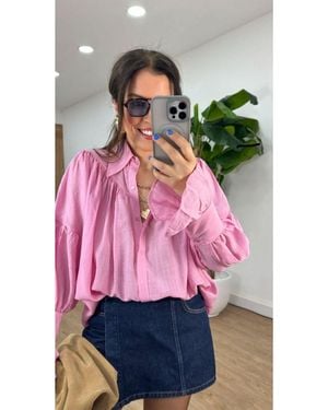 My Blog Hemd Mit Gerafftem Design 102116 Für Damen - Pink