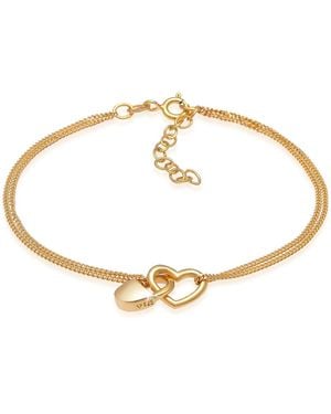 Elli Jewelry Armband Herz Liebesschloss Bindung Verstellbar Aus 925 Sterling Silber Für Damen - Weiß