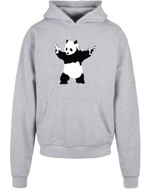 Merchcode Brandalised Panda Guns Ultraschwerer Kapuzenpullover Für Herren - Grau