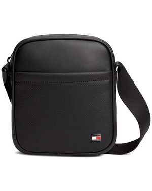 Tommy Hilfiger Borsa Da Reporter Traforata Con Tracolla - Nero