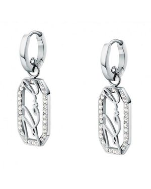 KARL LAGERFELD Orecchini Pendenti Con Pavé Signature - Bianco