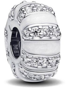 PANDORA Clip-Charm Aus Emaille Und Edelsteinen 793785C01 - Grau