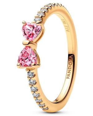 PANDORA Anello Con Fiocco Rosa Scintillante 163510C01 - Metallizzato