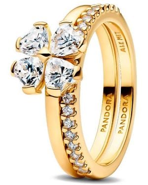 PANDORA Anello Divisibile Lucky Clover Brilliant 164507C01 - Metallizzato