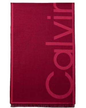 Calvin Klein Sciarpa Jacquard Con Logo - Rosso