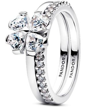 PANDORA Anello Divisibile Lucky Clover Brilliant 194507C01 - Metallizzato