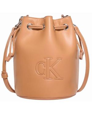 Calvin Klein Piccola Borsa A Secchiello Con Monogramma Distintivo - Neutro