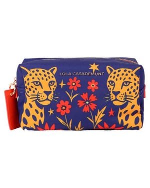 Lola Casademunt Beauty Case Con Stampa Tigrata - Blu
