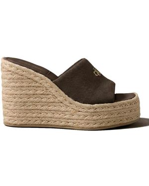 Calvin Klein Keilsandalen Im Espadrille-Stil Aus Canvas - Braun