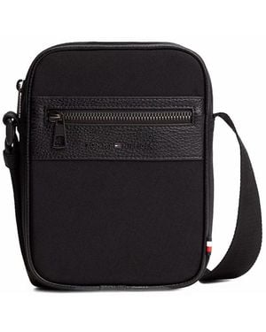Tommy Hilfiger Borsa Da Reporter Con Texture Miste E Logo - Nero