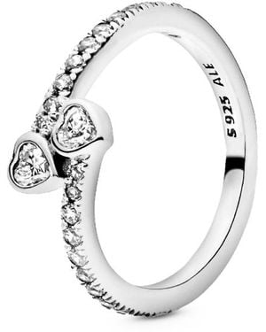 PANDORA Ring Mit Zwei Funkelnden Herzen 191023Cz - Mettallic