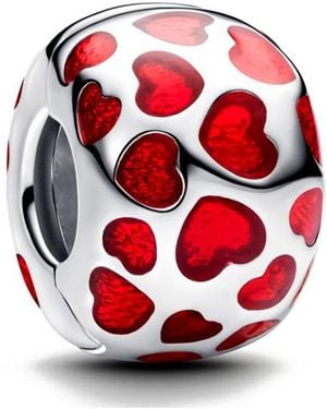 PANDORA Ciondolo A Clip Rotondo Con Cuori 793679C01 - Rosso