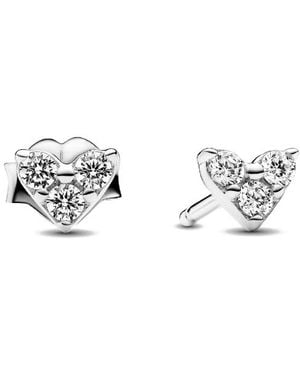PANDORA Orecchini A Bottone A Forma Di Cuore Con Tripla Gemma 293003C01 - Bianco