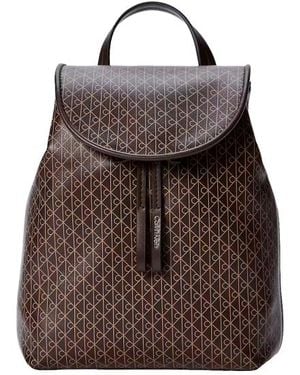 Calvin Klein Mini Zaino Con Logo Ed Emblema Su Tutto L'Articolo - Marrone