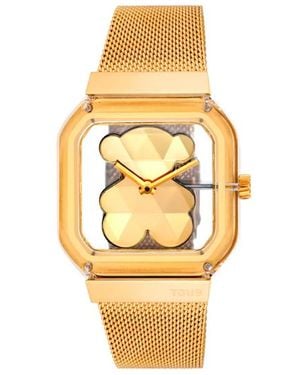 Tous D-Bear Party Analog-Uhr Mit Goldstahlarmband - Mettallic