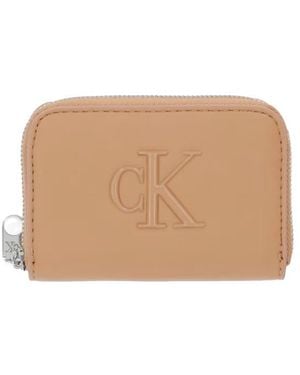 Calvin Klein Portafoglio Con Cerniera E Monogramma - Marrone