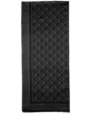 Calvin Klein Sciarpa Con Stampa Del Logo Iconico E Luminoso - Nero