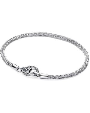 PANDORA Moments Armband Fischgrätkette Mit Pavé-Verschluss 594462C01 - Braun
