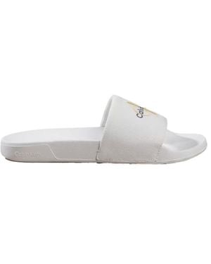 Calvin Klein Konturierte Flip-Flops Aus Canvas Mit Logo - Weiß