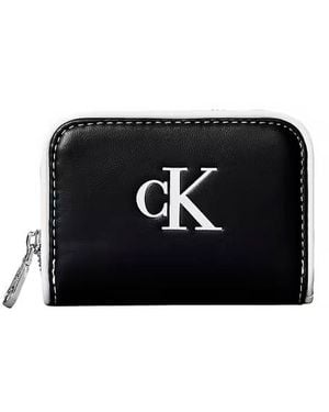 Calvin Klein Portafoglio Con Cerniera A Contrasto Medio - Nero