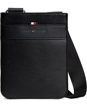 Tommy Hilfiger Borsa A Tracolla Testurizzata Con Logo Metallico - Nero