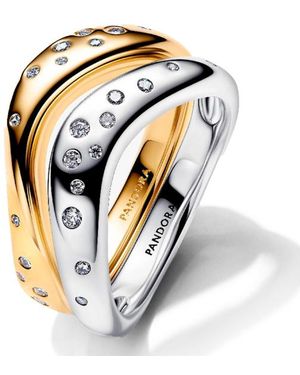 PANDORA Zweifarbige, Organisch Geformte, Kombinierbare Ringe 164674C01 - Mettallic
