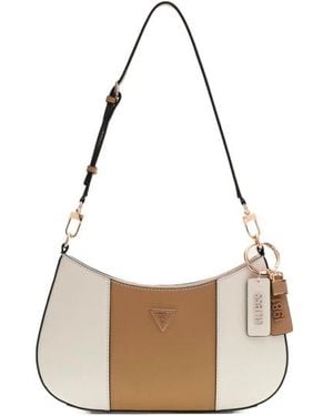 Guess Noelle Saffiano Schultertasche - Natur