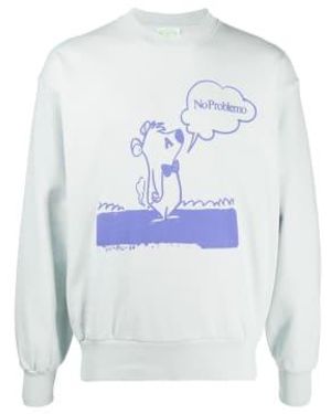 Aries Pale No Problemo Stoner Bear Logo Sweatshirt - Blue