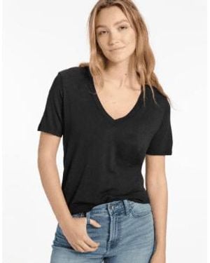 Splendid Kate Slub V Neck Tee Xs - Black