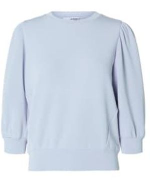 SELECTED 3/4 tenny sweat cashmere - Azul