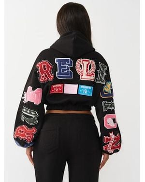 TRUE RELIGION Crystal Patch Girlfriend Zip Hoodie - Black