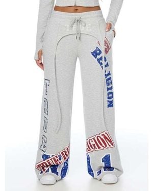 TRUE RELIGION Sporty Garter Wide Leg Pant - Blue