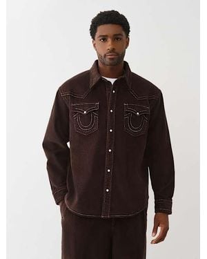 TRUE RELIGION Corduroy Western Shirt - Brown