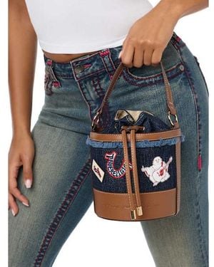 TRUE RELIGION Horseshoe Buddha Bucket Bag - Blue