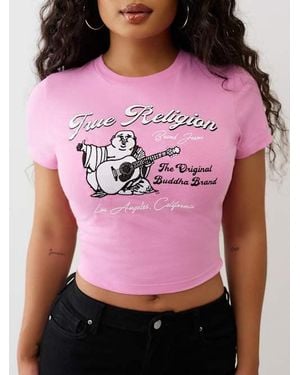 True Religion Embroidered Buddha Patch Baby T-shirt - Pink