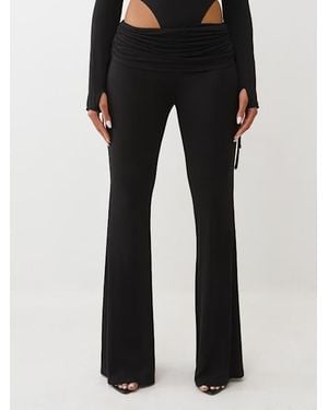 TRUE RELIGION Asymmetrical Ruched Foldover Pant - Black