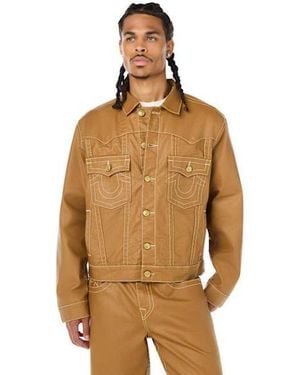 TRUE RELIGION Jimmy Coated Oversized Jacket - Brown