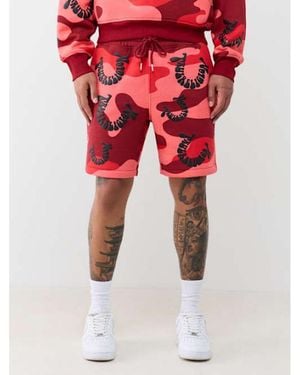 TRUE RELIGION Camo Groovy Horseshoe Fleece Short - Red