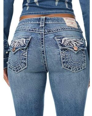 TRUE RELIGION Becca Mid Rise Wing Super T Flap Bootcut Jean - Blue