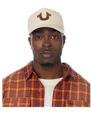 TRUE RELIGION Contrast Horseshoe Suede Hat - Brown