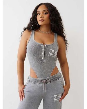 TRUE RELIGION Acid Washed Bodysuit - Gray