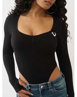 TRUE RELIGION Seamless Long Sleeve Bodysuit - Black